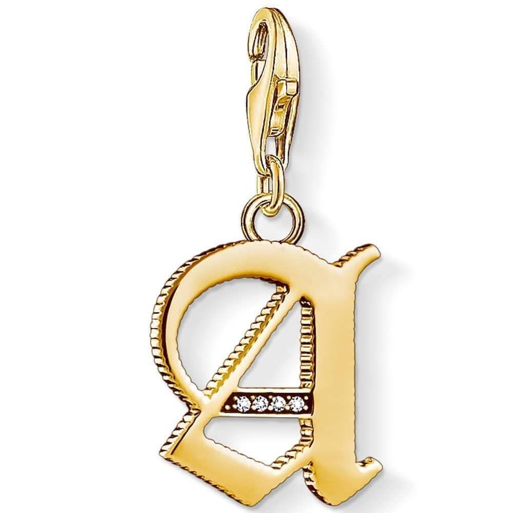 THOMAS SABO Gold Plated Cubic Zirconia A Charm 1607-414-39
