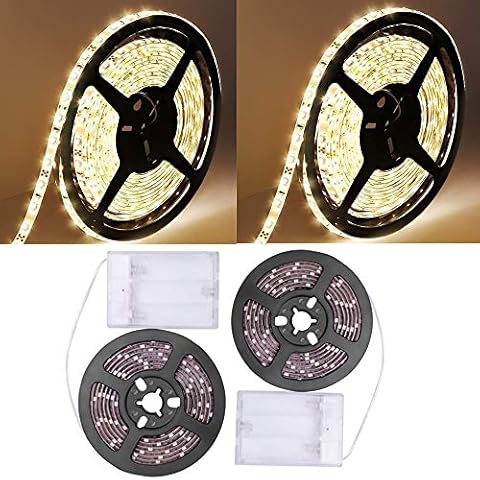 LED Strip Lights 2M Waterproof,Sunboia Rope Lights Warm White,2x2m LED Backlights,SMD5050 Waterproof Flexible Lights,LED Decorative Lighting for Kitchen Mirror Shelf Stairway Cupboard Cabinet Cover