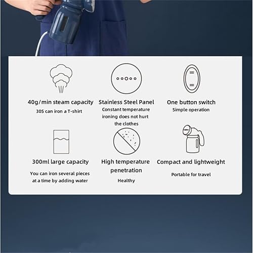 Miniatura 2 de DAUTAI Vaporizador de ropa de mano, removedor de arrugas para ropa, capacidad de 800 W, 10.1 fl oz, calentamiento 15S, vaporizador de ropa de viaje