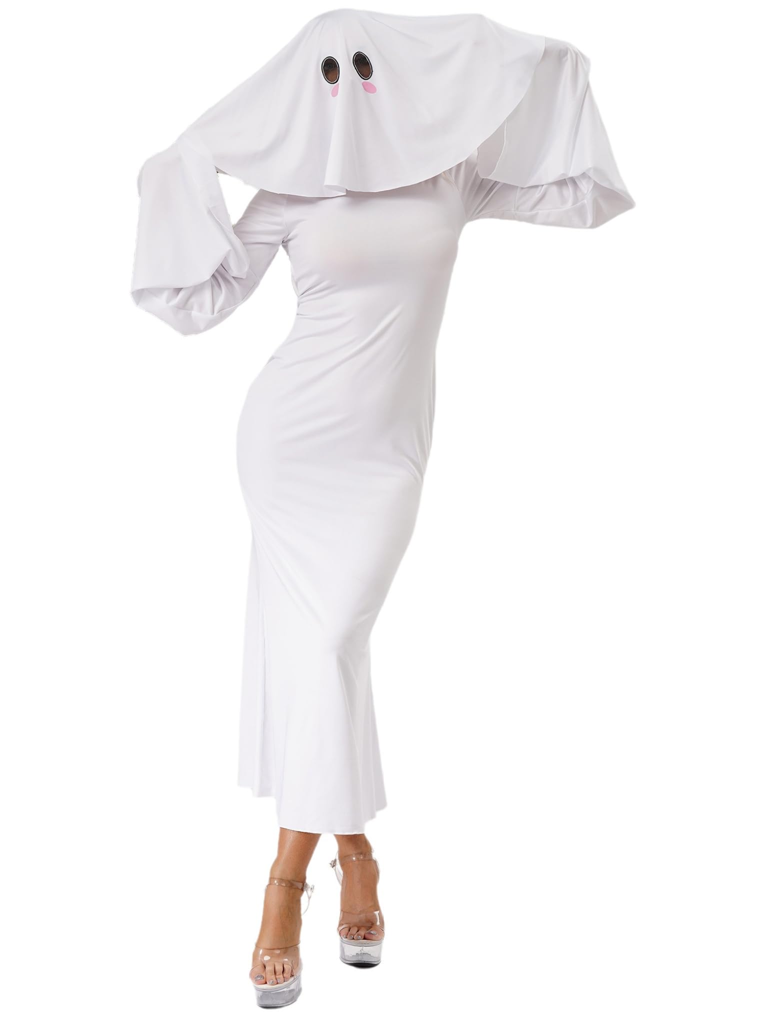 Disfraz de fantasma de 2 piezas con vestido maxi de mujer 8