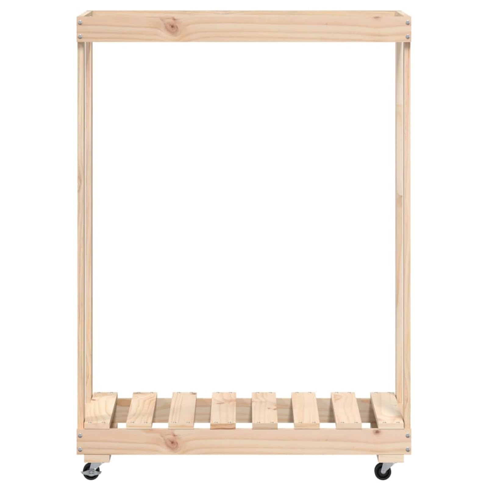Homgoday Arredo Portalegna con Ruote 76,5x40x108 cm Legno Massello di Pino, Portalegna da Interno, Portalegna da Ardere, Porta Legna per Camino, Legnaia da Interno, Impilabile Stufa Ripiano Legno