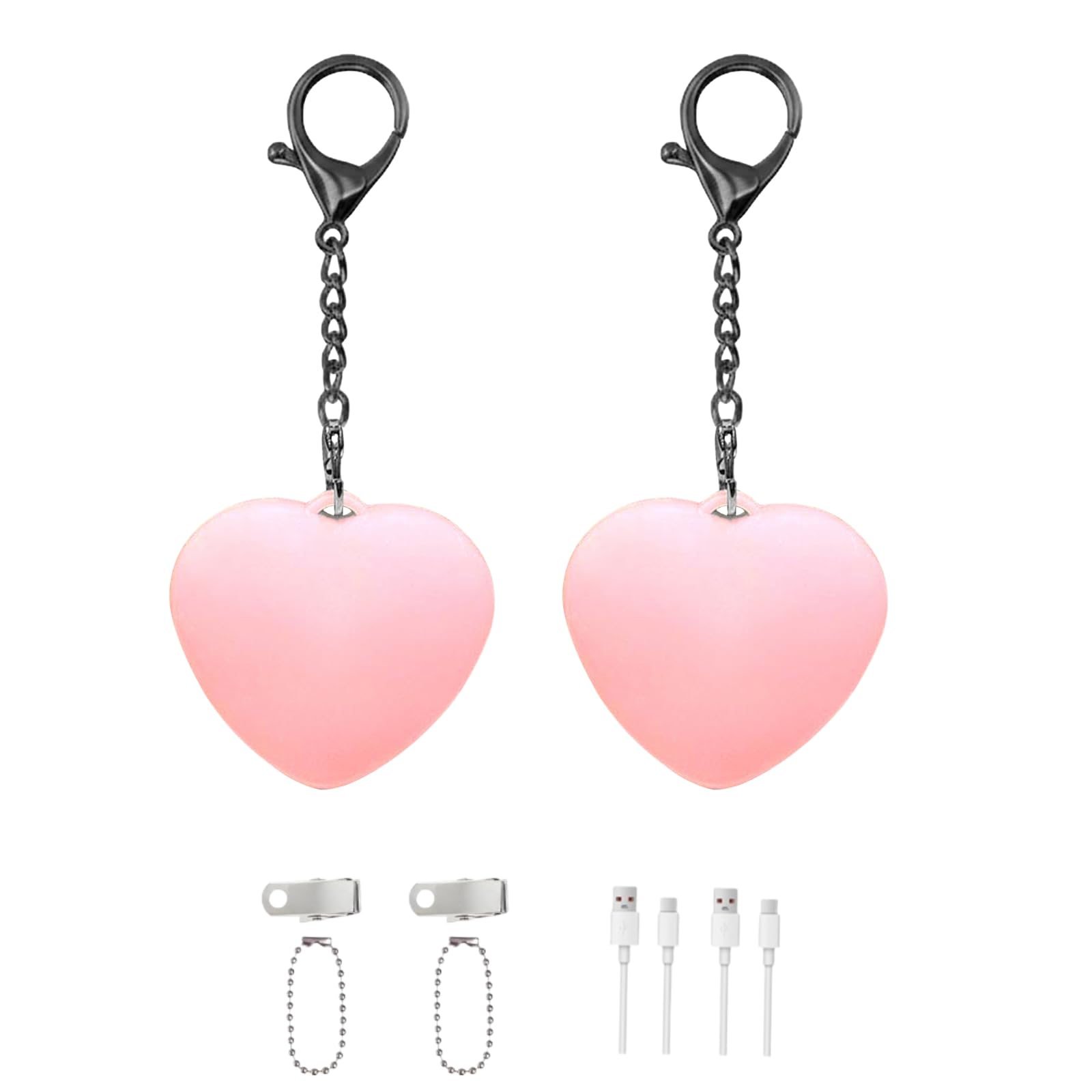 Hi-Y2kgirls Women's 2Pcs-Pink 4Pcs Purse Glow Heart Light, Love Keychain Handbag Light With Led Automatic Sensor And Motion Activation, Rechargeable Heart Shaped Purse Lamp For Girls Mother Friends (2Pcs-Pink)