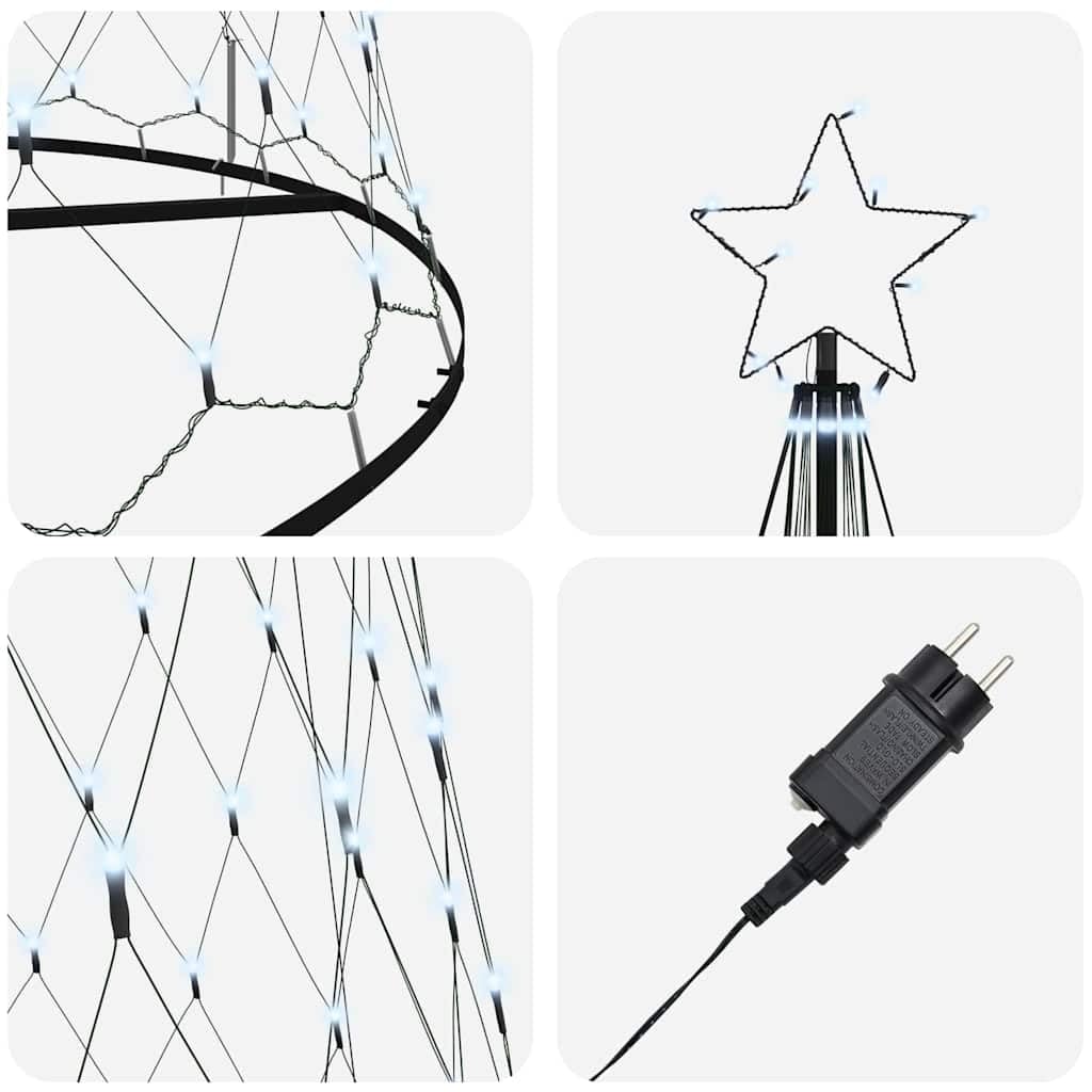 Choinka LED zimna biel 500 cm, metalowa, ze stojakiem, 8 trybów, do użytku wewnątrz i na zewnątrz, trwała, 550 diod LED