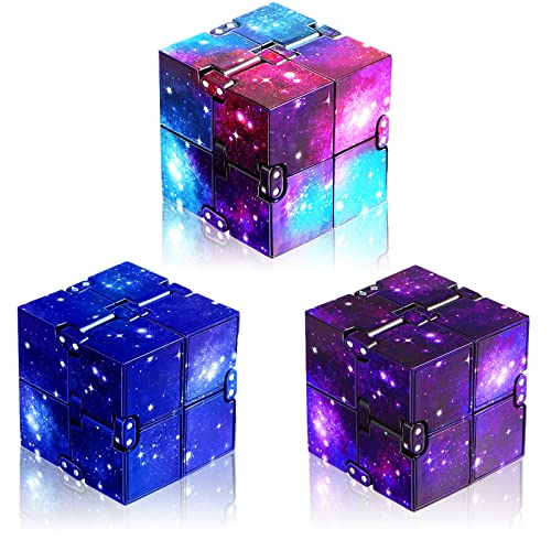 Infinity Cube Fidget Toys, Galaxy Space Fidget Cube Toys, Fidget Blocks for Stress Relieving, Killing Time Fidget Cube for OCD/ADD/ADHD (3 Pack)