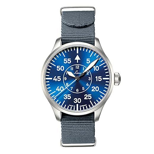 Planeador Reloj Base Aquisgrán Hora Azul 42 de Laco – Fabricado en Alemania – 42 mm de diámetro Reloj Automático – excepcional Procesamiento – Resistente al Agua en el diseño Atemporal – Desde 1925