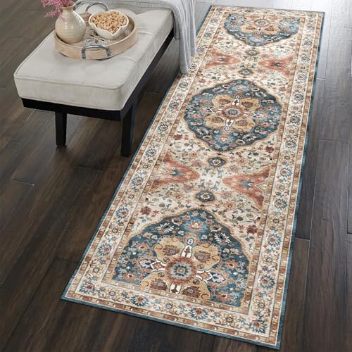 vivorug Runner Rug 2'x8' Vintage Washable Non-Slip Runners for Hallways Kitchen Entryway Laundry Room Carpet Hallway Runner Beige