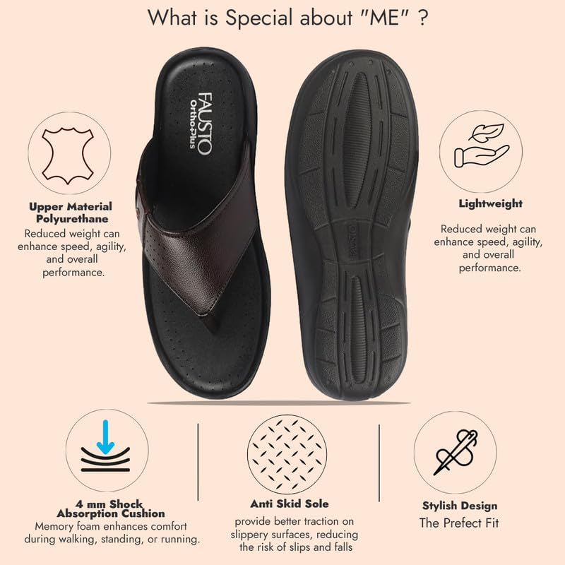 Image of FAUSTO Men's Open Toe Flip-Flop Slippers With Memory Cushion|Outdoor Slipper For Men