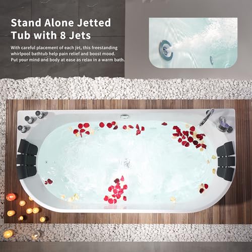 Empava-67-Freestanding-Whirlpool-Bathtub-Oval-with-8-Hydromassage-Adjustable-Water-Jets-Luxury-Acrylic-Massage-SPA-Soaking-Bath-Tub-in-White-Double-Ended Empava 67 Freestanding Whirlpool Bathtub Oval with 8 Hydromassage Adjustable Water Jets Luxury Acrylic Massage SPA Soaking Bath Tub in White Double Ended