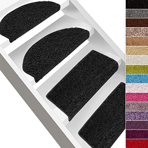 FLODI. Barcelona Deep Pile Stair Tread Mats, Set of 15 Pieces, Shaggy