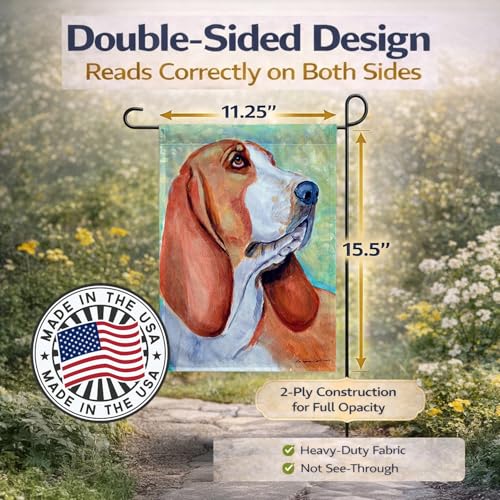 Drapeau Basset Hound de jardin résistant décoloration petit format imprimé - 5