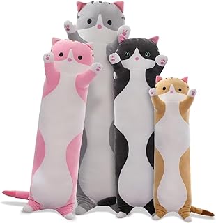 Long Cat Plush Pillow,Cat Stuffed Animals Pillow,Cat Soft Pillow,Cat Body Pillow,Kitten Pillow Cuddly Stuffed Cute Plush Doll Gift for Girlfriend Kids Toys(Gray, 35.4Inch)