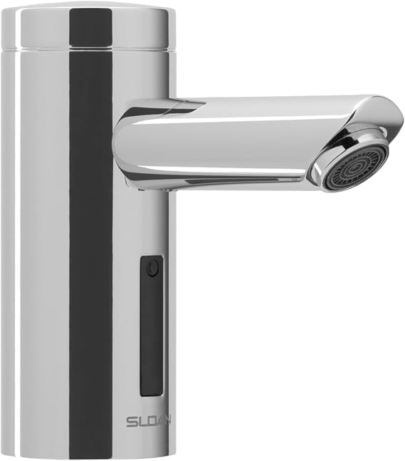 Sloan Optima EAF-250 Sensor Activated Touch-Free Faucet, Commercial Grade with Mounting Hardware - 0.5 GPM Battery-Powered Deck-Mounted Mid Body, Polished Chrome Finish, 3335060