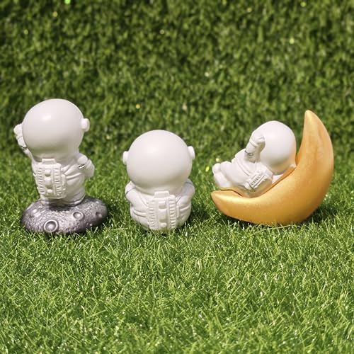 Image of Miniature Astronaut Figurines Set of 6 | Resin Space Toy Statues for Miniature Garden Decor Dollhouse Accessories Fairy Garden Terrarium Bonsai DIY Crafts & Gift Items