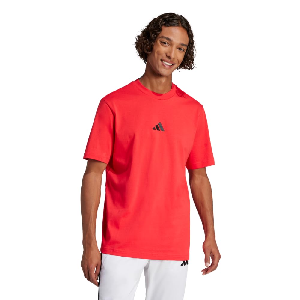 Adidas Men's Red Essentials Single Jersey Logo T-Shirt in Size L, Sports Direct