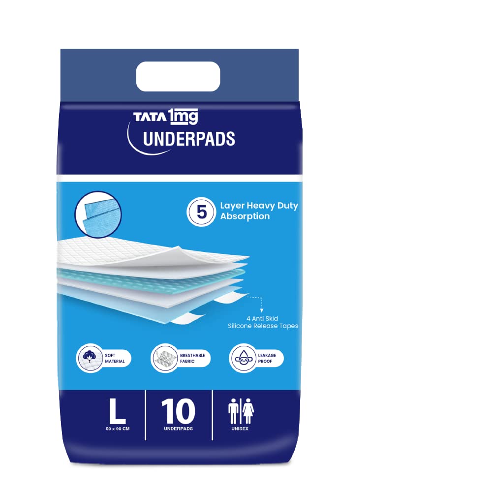 Tata 1mg Underpad with 5 Layer Heavy Absorption, Supersoft & Breathable Fabric with Cutting-Edge Design (Large,Pack of 1)-image-5