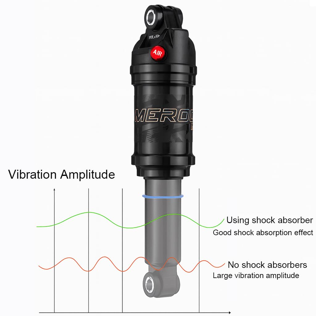 Bike Rear Shock, Mountain Bike Air Pressure Shock Absorber, 125mm/150mm/165mm/190mm Rear Air Shock for Folding Bike E-bike MTB (190 * 50mm)