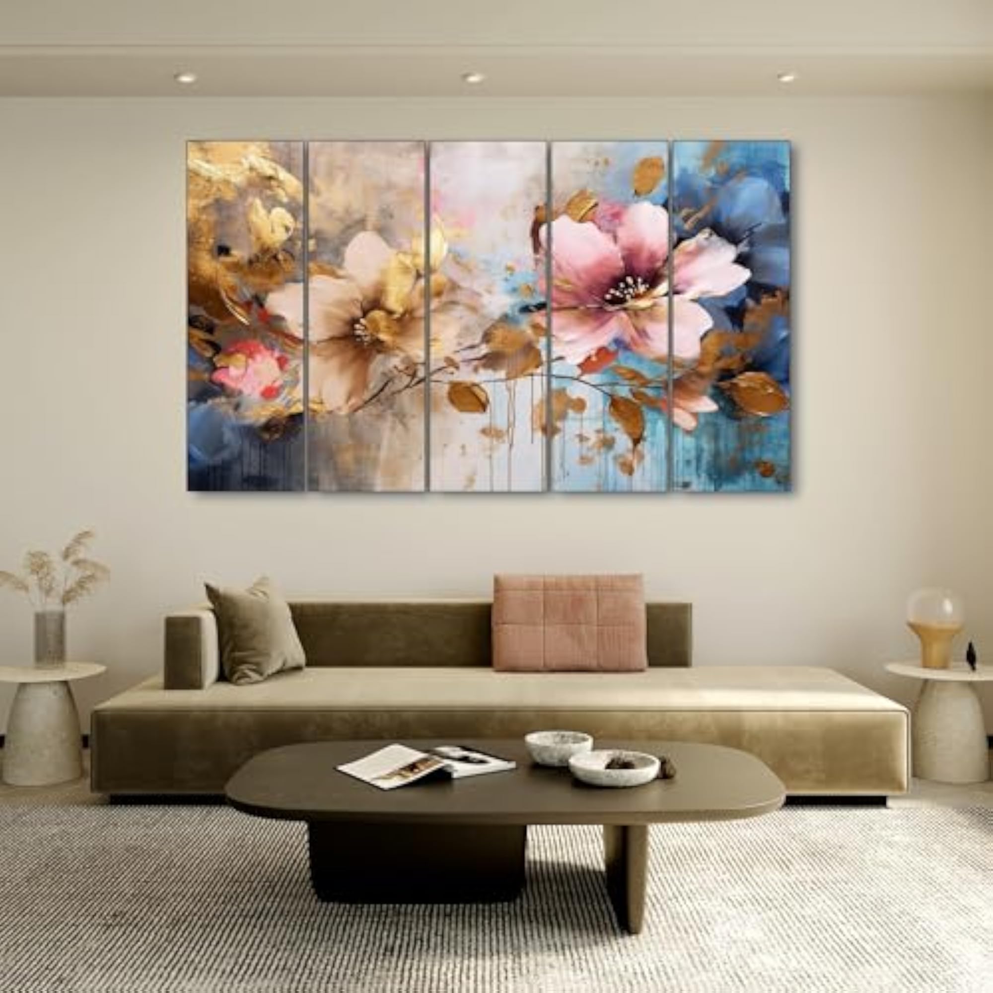 Flower Abstract Painting with Frame, Big Size