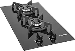 SUGGAR COOKTOP VIDRO PRETO 2 QUEIMADORES ESMALTADOS DIFERENTES TAMANHOS TREMPES FERRO FUNDIDO FG2002FVP