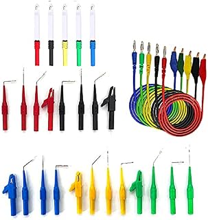 30PCS Back Probe Kit Back Probe Pins Test Leads Set 30V 5 Colors Copper Alligator Clip to Banana Plug Kit with Wire Piercing Probes for Diagnostics Testing and Repairing