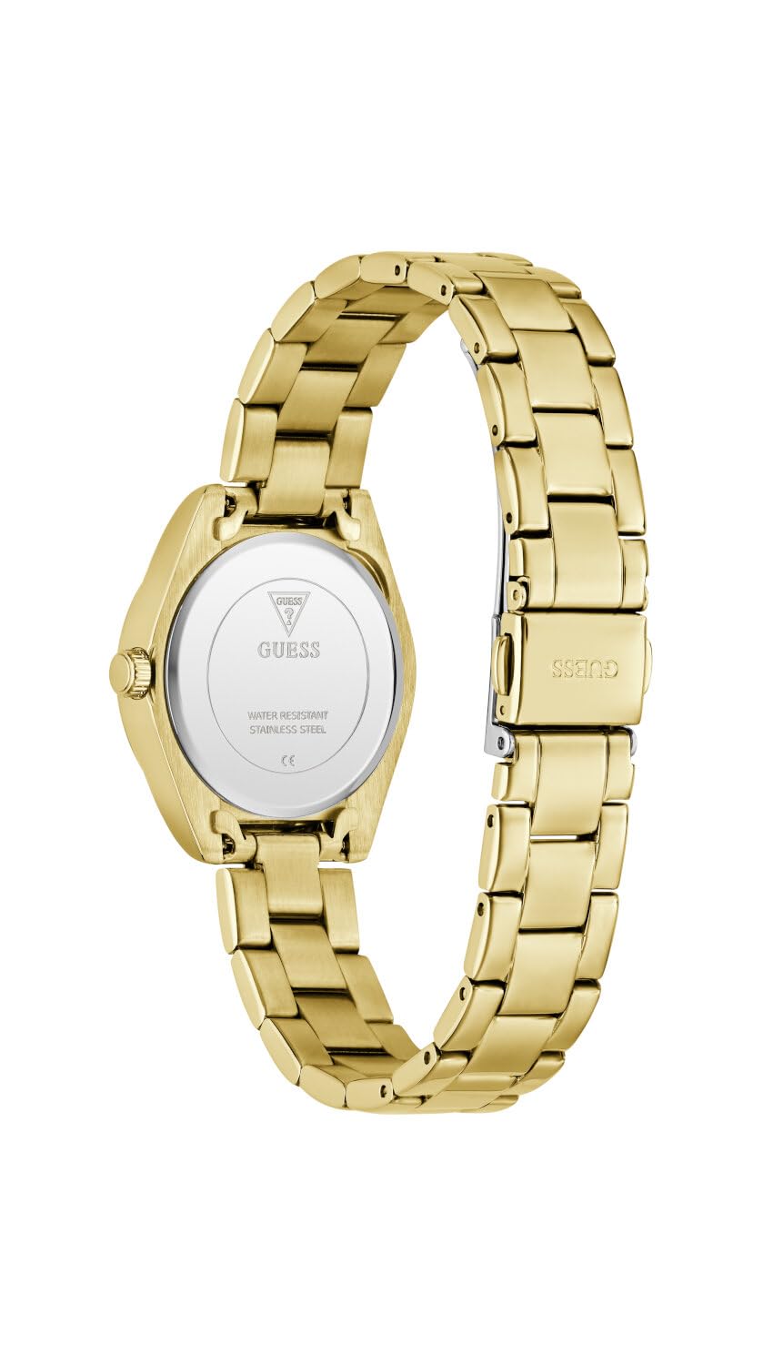 Guess Reloj de Pulsera para Mujer GW0841L9 Mini Luna, 30 mm, Acero Inoxidable, Esfera Azul, Cuarzo, Cristal Mineral, 3 ATM, circonita, Correa de eslabones Dorados de 14 mm