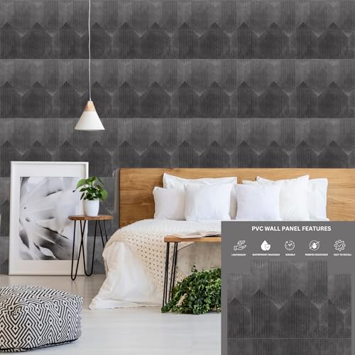 Image of Kayra Decor 3D PVC Wall Panel Artisian Design Nexa Gray Color 19.7 inch x 19.7 inch (Pack of 40) - Covers 107.80 Sq. Ft.