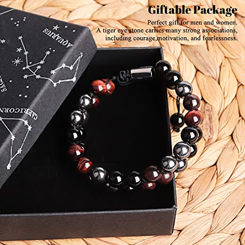 Triple Protection Bracelet For Men Women, Tigers Eye Bracelet With Black Obsidian Beads, Hematite Bracelet For Women, Natural Healing Bracelet Gift Bring You Luck Prosperity Health Happiness, Red #TOP5