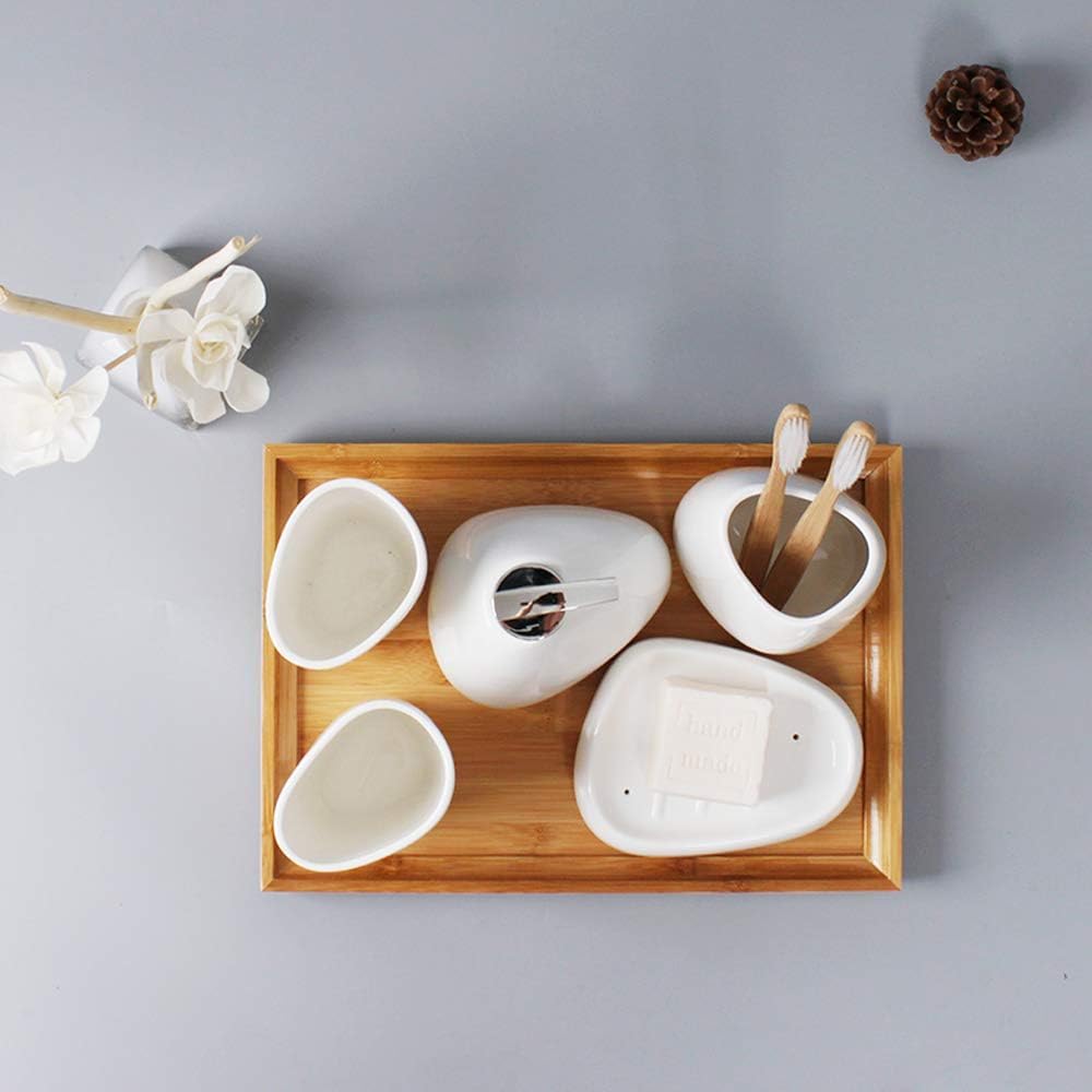 Set da Bagno in Ceramica per Bagno Accessori da Bagno Kit da Bagno Semplice in Ceramica Bianca da 6 Pezzi Set da Bagno Kit da Bagno
