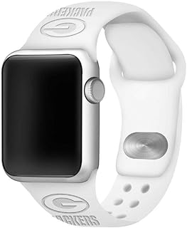 Game Time Green Bay Packers Engraved Silicone Sport Watch Band Compatible with Apple Watch (42/44mm White)