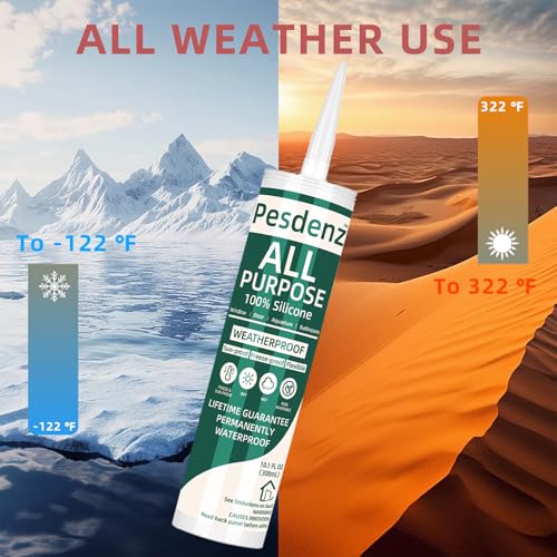 Image of Gray Universal Silicone Caulk, 100% Silicone Sealant Outdoor Waterproof, Flexible Cartridge Adhesive Caulking for Aquarium RV Roof Window Door Kitchen Bathroom Bathtub Shower Seal, 10.1 Oz, 12 Pack