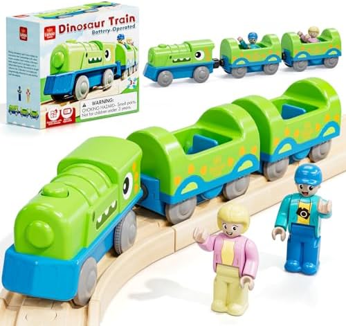 Lehoo Castle Electric Train for Wooden Train Set, Dinosaur Train Toy,