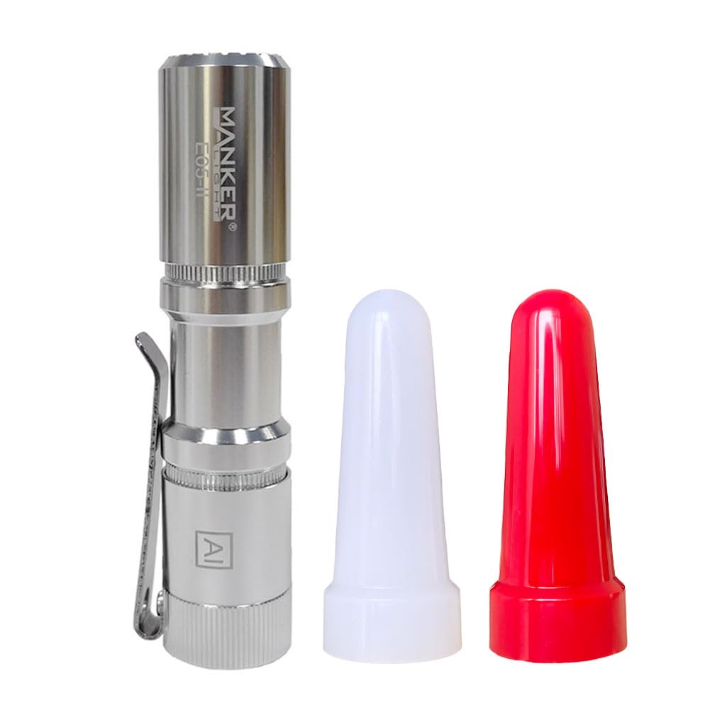 Manker E05 II (Al-Silvery, High CRI Version, 4000K R9080) Compact EDC Flashlight, 519A LED 800 Lumens, 14500 or AA Battery, IP68(W&R Filters) No