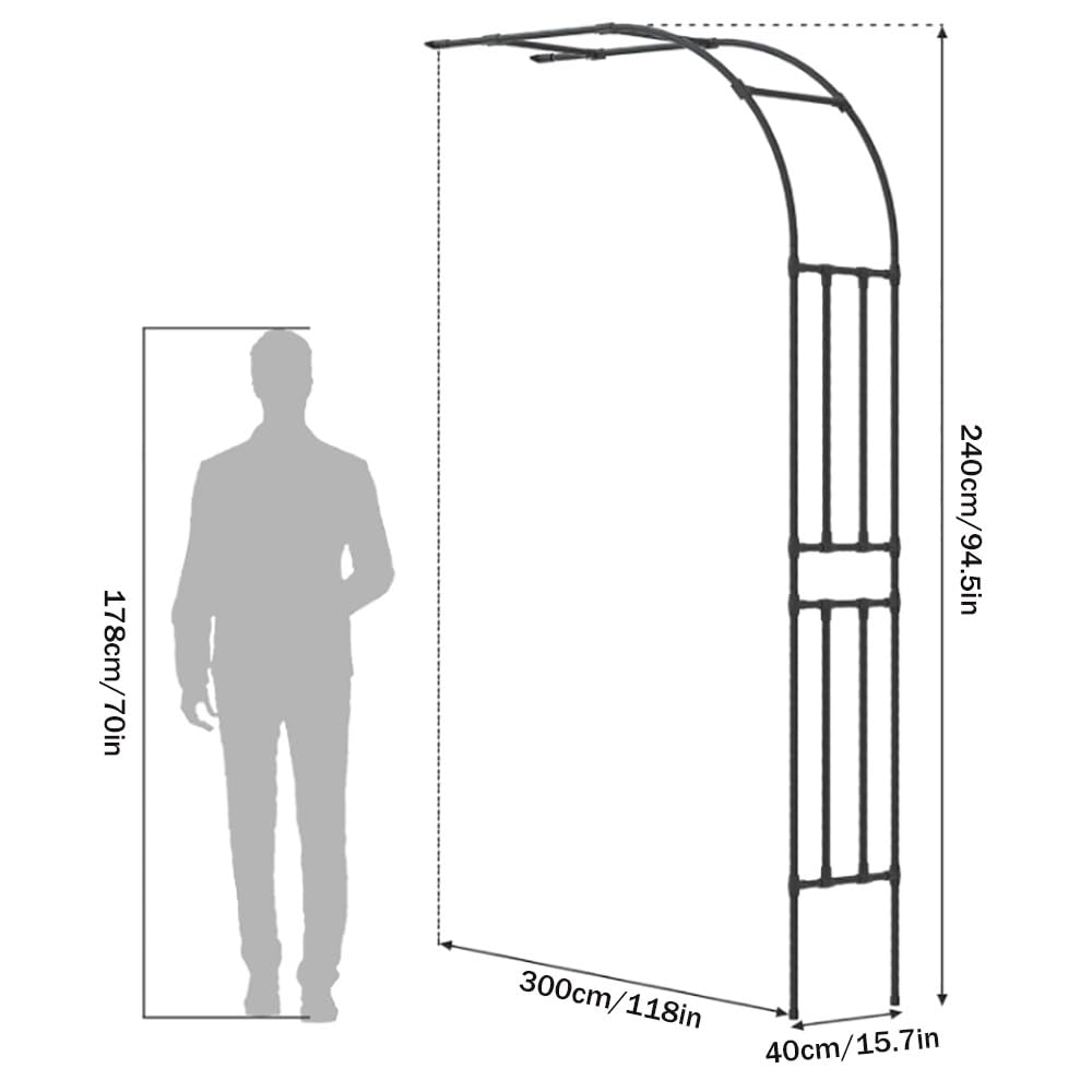 Metalowy łuk ogrodowy krata do roślin pnących na zewnątrz łukowa altana ślubna detive kratka ogrodowa na patio i Ln 300 x 240 cm