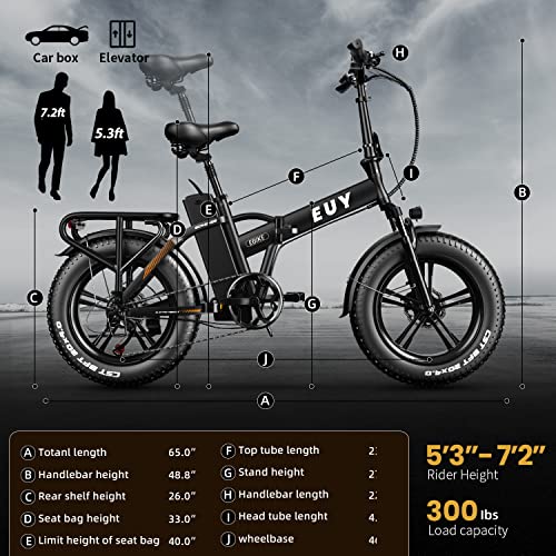 Euy Folding Electric Bike For Adults,48V18Ah/16Ah Removable Lithium Battery, 750W Motor 30Mph Electric Bicycle, 20" Fat Tire Electric Commuter Beach Snow Bicycle,Shimano 7-Speed,Dual Shock Absorber #TOP6