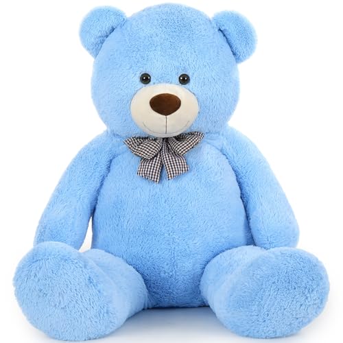 Image of MaoGoLan Giant Plush Teddy Bear, Life Size Large Stuffed Animal, 5 Feet, Soft and Fluffy Big Teddy Bear Gift for Baby Shower, Christmas, Valentine's Day, Blue