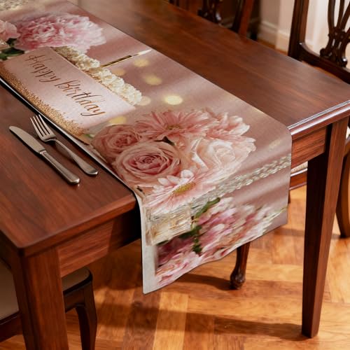 Image of Nuxovilar Birthday Cake Table Runner Flax 13x72 in