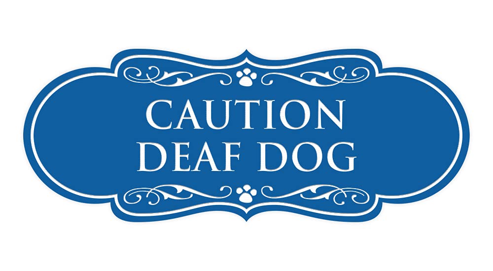 Designer Paws, Caution Deaf Dog Sign (Blue) - Medium