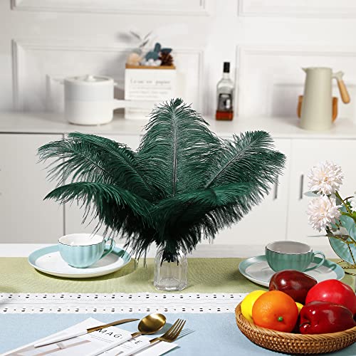 Ballinger Blackish Green Ostrich Feathers - 12Pcs 12-14Inch Long Craft Feathers Bulk For Vase, Wedding Party Centerpieces Mardi Gras Decorations And Home Decor #TOP5