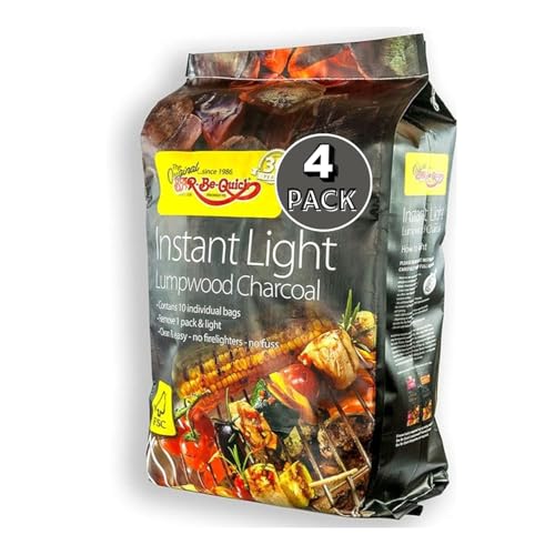 4 x Pack Bar-Be-Quick Instant Light Lumpwood Charcoal - BBQ Barbecues Smokers Grill Coal Fuel Smokeless Burn - For Outdoor Garden Camping Cooking