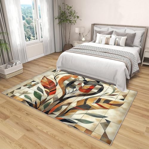 Tapis salon brun lavable antidérapant résistant aux taches