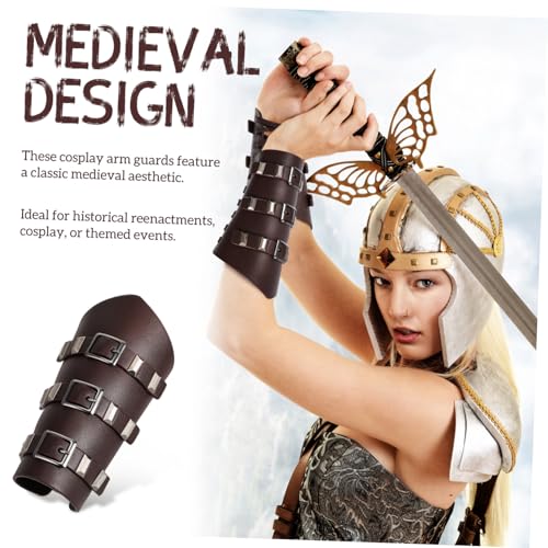Protector de brazo medieval de disfraces y accesorios de cosplay ajustables GALPADA pack de 2 3