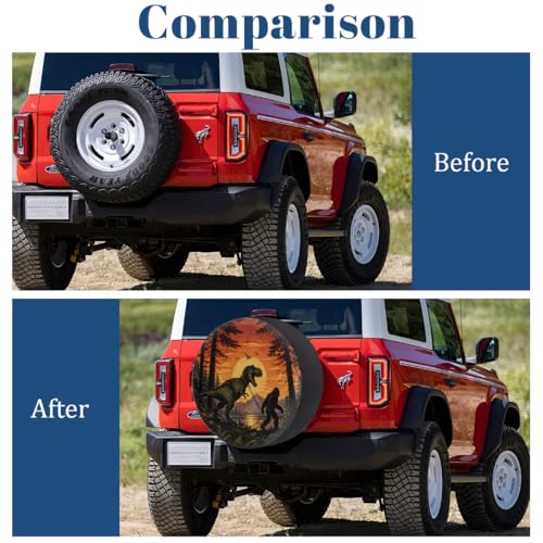 Image of Bigfoot Dinosaur Spare Tire Cover Wheel Covers Protectors Waterproof Dust-Proof Universal Fit Trailer, RV, SUV and Many Vehicle 17 Inch,C-02