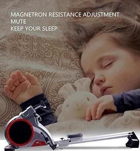 Image of Magnetic Rowing Machine Compact Indoor Rower with LCD Display and Moving Roller Foldable Adjustment for Home Gym