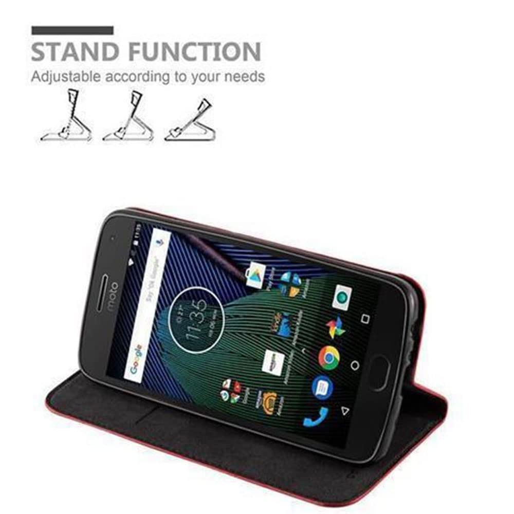 Cadorabo Custodia Flip Per Motorola MOTO G5s Con Chiusura Magnetica: Rosso Mela, Cover In Pelle Sintetica Con Porta Tessere
