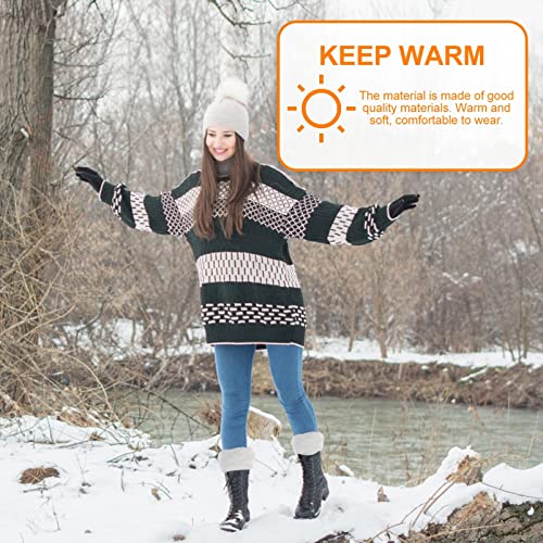 Image of BESPORTBLE 1 Pair White Faux Fur Boot Covers - Plush Cotton Leg Warmers for Women, Winter Fuzzy Sock Toppers, Short Knitted Boot Cuffs for Outdoor Use