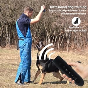 Ultrasonic Dog Bark Deterrent Device: Anti Dog Barking Device Outdoor with 3 Working Modes, 105, Black