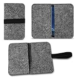 UC-Express Filz Hülle für Smartphones Cover Tasche Case Flip Filztasche mit Kartenfach Straffen Gummiband passend für Samsung Galaxy S7 / S7 Edge, Farbe:Dunkel Grau