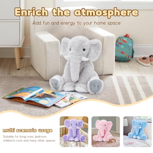 MorisMos Elefant Kuscheltier XXL,50cm groß Elefant Plüschtier Stofftier, Grau riesen Plüschelefant,Geburtstag Weihnachten Geschenk für Kinder Baby Mädchen Jungen