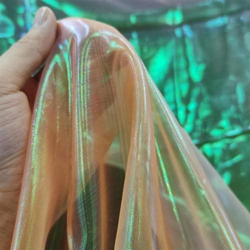Magic Rainbow Laser Gradient Organza Lace Fabric,Iridescent Holographic Gauze Fabric for Wedding Dress,Curtain,Background,Party,DIY Supplies,Home Decor (Magic Orange, 10 Yard Bolt) by Kinsde - Used condition - US$17.66