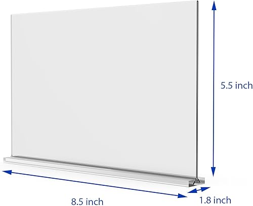 Miniatura 2 de newnewshow Soporte acrílico para letreros de 8.5 x 5.5 pulgadas, paquete de 3 soportes horizontales de escritorio en forma de T de doble cara.