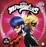  Miraculous Broschurkalender 2023 - mit Poster - Kinderkalender - Wandkalender mit Monatskalendarium und viel Platz für Eintragungen - 29,5 x 30 cm (29,5 x 60 cm geöffnet)